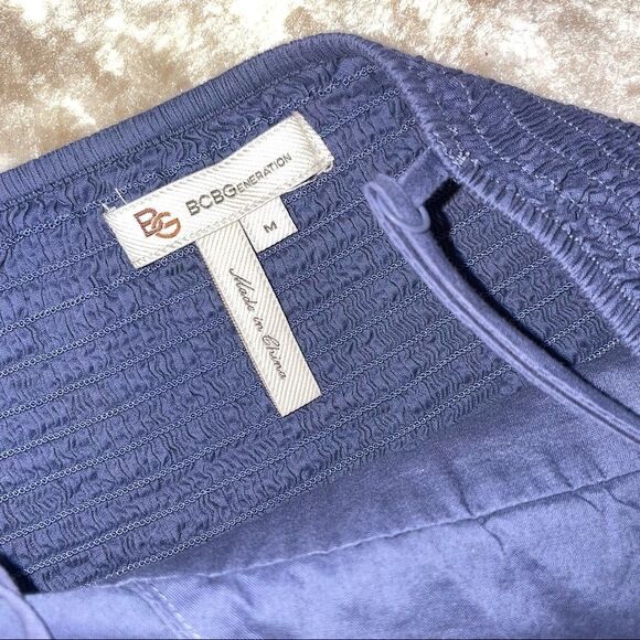 Vintage BCBG Sweetheart Mini Dress M Blue Chevron Spaghetti Straps SZ M - Picture 7 of 11